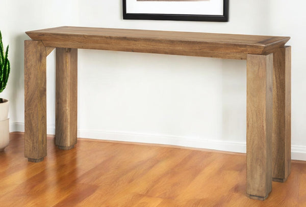 Homeroots 60" Brown Solid Wood Console Table - Versatile Storage & Display For Any Room, Classic Design   605658
