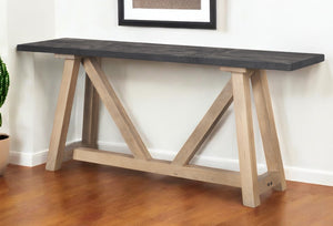 Homeroots 70" Black And Brown Solid Wood Trestle Console Table - Elegant Versatile Design For Any Space   605659