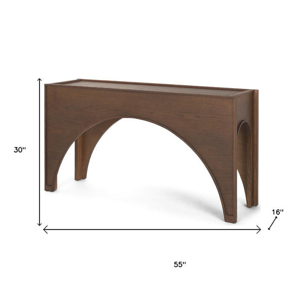 HomeRoots 55" Brown Wood Console Table - Elegant Slim Design for Entryways, Living Rooms, or Home Offices 605660