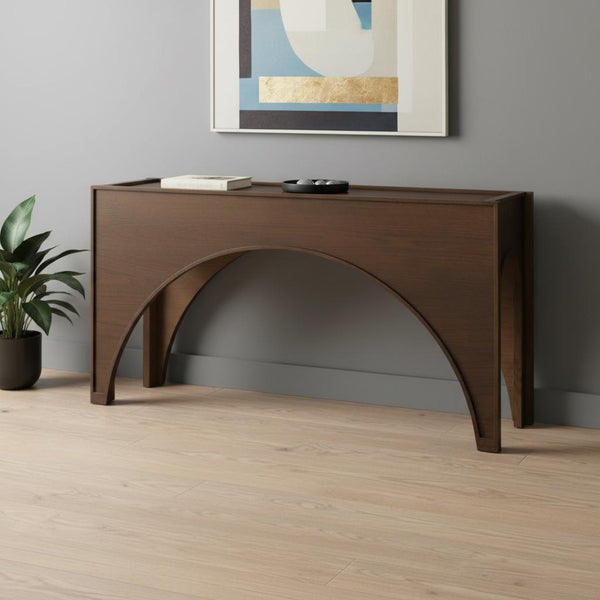 HomeRoots 55" Brown Wood Console Table - Elegant Slim Design for Entryways, Living Rooms, or Home Offices 605660