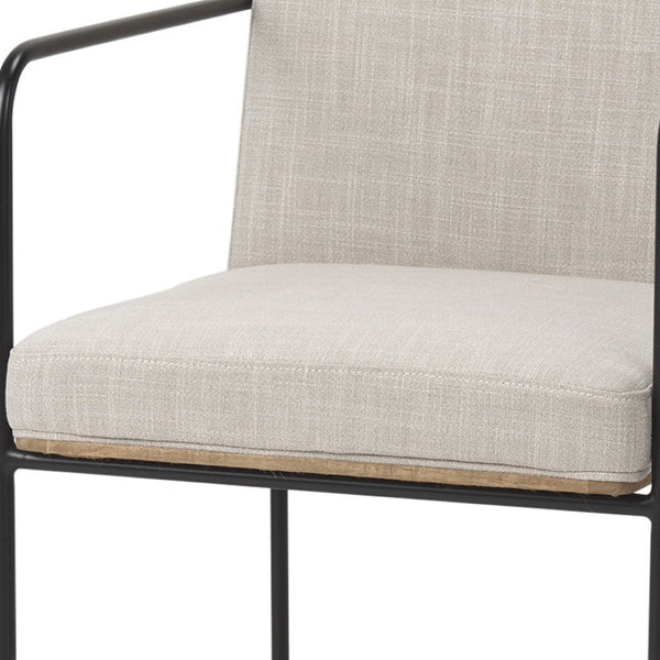 HomeRoots Beige Modern Upholstered Dining Arm Chair with Metal Legs - Versatile Comfort for Any Space 605663
