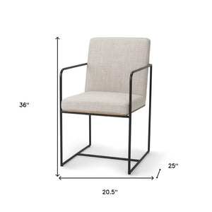 HomeRoots Beige Modern Upholstered Dining Arm Chair with Metal Legs - Versatile Comfort for Any Space 605663