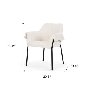 HomeRoots Cream Boucle Dining Arm Chair with Modern Metal Legs - Chic Comfort for Dining & Accent Spaces 605665