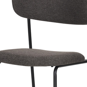 HomeRoots Gray Upholstered Modern Side Chair with Matte Black Metal Legs - Stylish Open Back Design for Versatile Use 605666