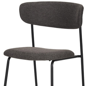 HomeRoots Gray Upholstered Modern Side Chair with Matte Black Metal Legs - Stylish Open Back Design for Versatile Use 605666