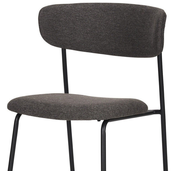 HomeRoots Gray Upholstered Modern Side Chair with Matte Black Metal Legs - Stylish Open Back Design for Versatile Use 605666