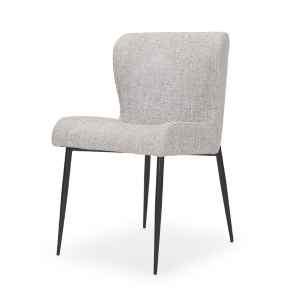 HomeRoots Gray Wing Back Dining Side Chair - Elegant Upholstered Fabric & Metal Accent for Modern Spaces 605671
