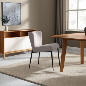 HomeRoots Gray Wing Back Dining Side Chair - Elegant Upholstered Fabric & Metal Accent for Modern Spaces 605671