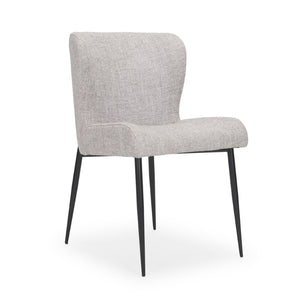 HomeRoots Gray Wing Back Dining Side Chair - Elegant Upholstered Fabric & Metal Accent for Modern Spaces 605671