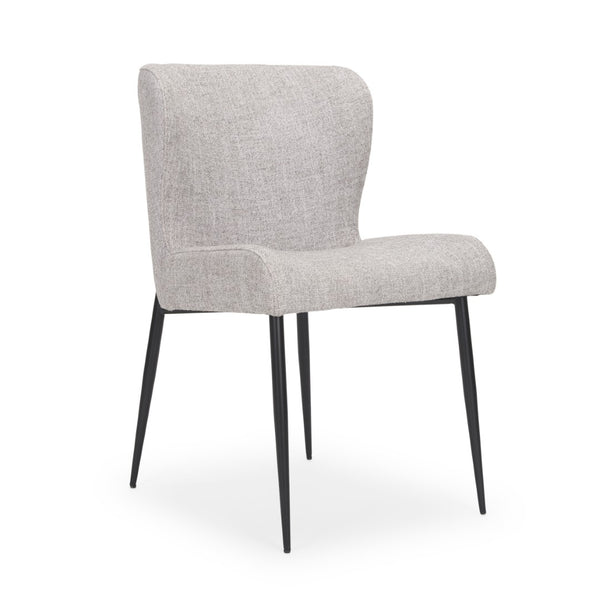 HomeRoots Gray Wing Back Dining Side Chair - Elegant Upholstered Fabric & Metal Accent for Modern Spaces 605671