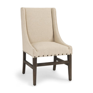 HomeRoots Cream Upholstered Dining Side Chair with Solid Wood Legs, Nailhead Trim for Versatile Home Style 605672