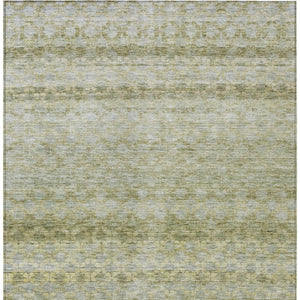 Homeroots 3' Artichoke Green And Beige Striped Washable Area Rug For Indoor And Outdoor Spaces, Durable Design 5' X 8' Polyester 605682