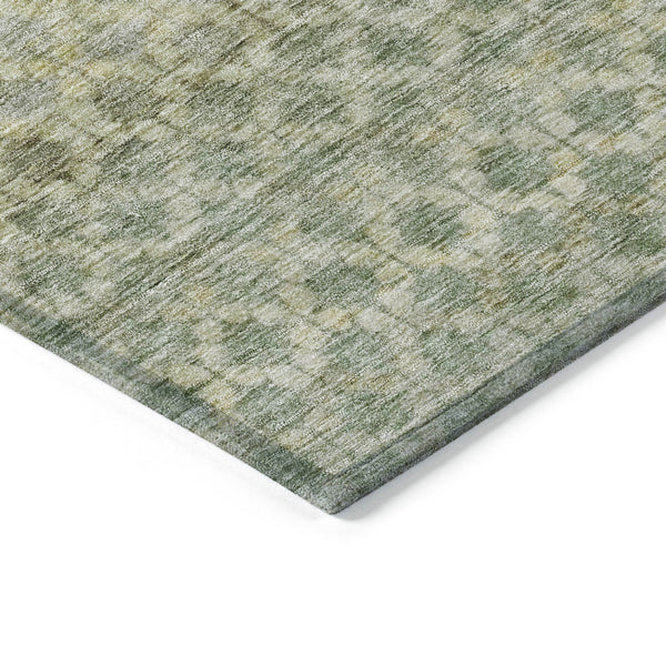 Homeroots 3' Artichoke Green And Beige Striped Washable Area Rug For Indoor And Outdoor Spaces, Durable Design 5' X 8' Polyester 605682