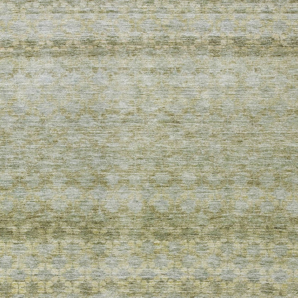 Homeroots 3' Artichoke Green And Beige Striped Washable Area Rug For Indoor And Outdoor Spaces, Durable Design 5' X 8' Polyester 605682