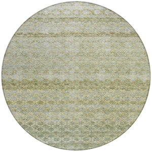 Homeroots 3' Artichoke Green And Beige Striped Washable Area Rug For Indoor And Outdoor Spaces, Durable Design 8' Round Polyester 605683