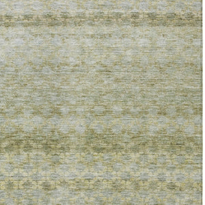 Homeroots 3' Artichoke Green And Beige Striped Washable Area Rug For Indoor And Outdoor Spaces, Durable Design 8' X 10' Polyester 605684