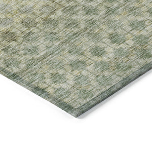 Homeroots 3' Artichoke Green And Beige Striped Washable Area Rug For Indoor And Outdoor Spaces, Durable Design 9' X 12' Polyester 605685