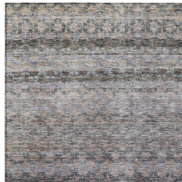 Homeroots 3' Artichoke Green And Beige Striped Washable Area Rug For Indoor And Outdoor Spaces, Durable Design 3' X 5' Polyester 605687