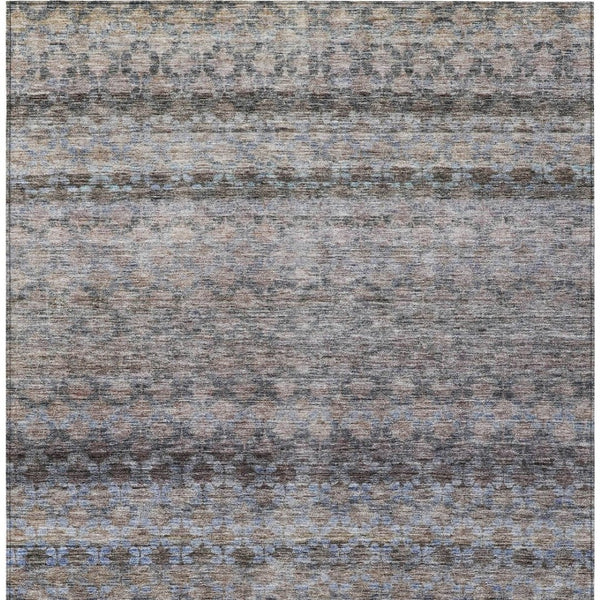 Homeroots 3' Artichoke Green And Beige Striped Washable Area Rug For Indoor And Outdoor Spaces, Durable Design 5' X 8' Polyester 605688