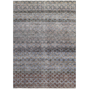 Homeroots 3' Artichoke Green And Beige Striped Washable Area Rug For Indoor And Outdoor Spaces, Durable Design 8' X 10' Polyester 605690