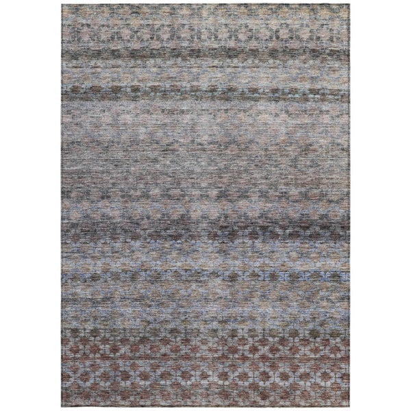 Homeroots 3' Artichoke Green And Beige Striped Washable Area Rug For Indoor And Outdoor Spaces, Durable Design 8' X 10' Polyester 605690