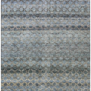 Homeroots 3' Artichoke Green And Beige Striped Washable Area Rug For Indoor And Outdoor Spaces, Durable Design 8' X 10' Polyester 605696
