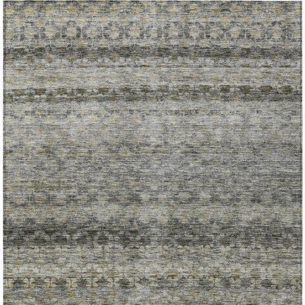 Homeroots 3' Artichoke Green And Beige Striped Washable Area Rug For Indoor And Outdoor Spaces, Durable Design 3' X 5' Polyester 605699