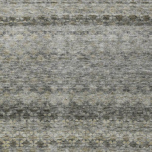 Homeroots 3' Artichoke Green And Beige Striped Washable Area Rug For Indoor And Outdoor Spaces, Durable Design 9' X 12' Polyester 605703