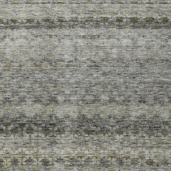 Homeroots 3' Artichoke Green And Beige Striped Washable Area Rug For Indoor And Outdoor Spaces, Durable Design 9' X 12' Polyester 605703