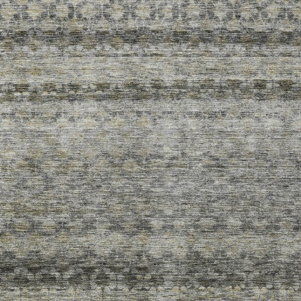 Homeroots 3' Artichoke Green And Beige Striped Washable Area Rug For Indoor And Outdoor Spaces, Durable Design 10' X 14' Polyester 605704