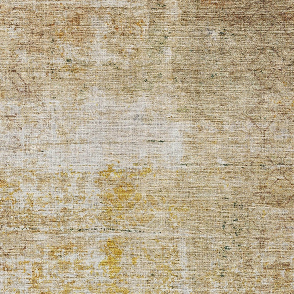 Homeroots 3' Stylish Gold Brown And Beige Geometric Washable Area Rug For Indoor And Outdoor Spaces 9' X 12' Polyester 605709