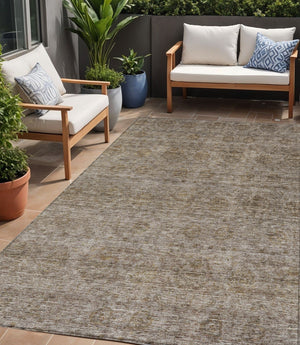 Homeroots 3' Brown And Tan Floral Washable Area Rug – Perfect For Indoor And Outdoor Living Spaces 5' X 8' Polyester 605712