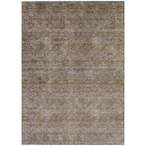 Homeroots 3' Brown And Tan Floral Washable Area Rug – Perfect For Indoor And Outdoor Living Spaces 5' X 8' Polyester 605712