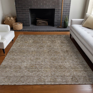 Homeroots 3' Brown And Tan Floral Washable Area Rug – Perfect For Indoor And Outdoor Living Spaces 5' X 8' Polyester 605712