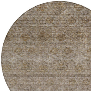 Homeroots 3' Brown And Tan Floral Washable Area Rug – Perfect For Indoor And Outdoor Living Spaces 8' Round Polyester 605713