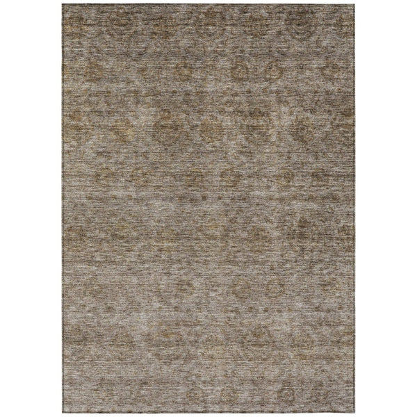 HomeRoots 5' Brown and Tan Floral Area Rug - Durable, Washable Design for Indoor and Outdoor Spaces, Stylish Charm 8' X 10' 605714