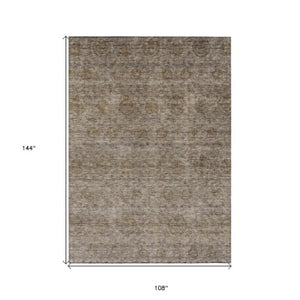 Homeroots 3' Brown And Tan Floral Washable Area Rug – Perfect For Indoor And Outdoor Living Spaces 9' X 12' Polyester 605715