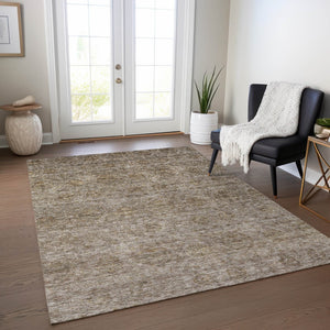 Homeroots 3' Brown And Tan Floral Washable Area Rug – Perfect For Indoor And Outdoor Living Spaces 9' X 12' Polyester 605715