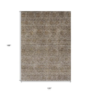 Homeroots 3' Brown And Tan Floral Washable Area Rug – Perfect For Indoor And Outdoor Living Spaces 10' X 14' Polyester 605716