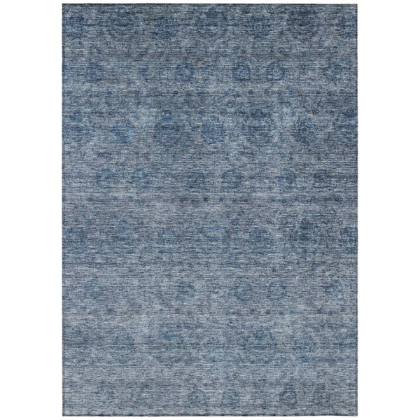 HomeRoots 5' Elegant Blue and Ivory Floral Indoor Outdoor Area Rug - Durable, Washable, and Versatile Design 5' X 8' 605718