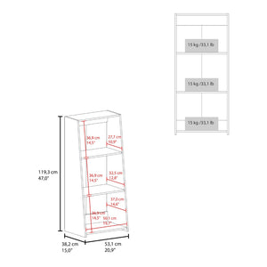 English Elm Wenge Modern Three-Shelf Bookcase – Stylish Storage Solution For Home, Office, And Decor Display B062P252201-GIGA