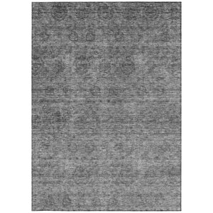 HomeRoots 5' Gray and Charcoal Floral Washable Area Rug for Indoor and Outdoor Use – Durable, Stylish, Versatile 8' X 10' 605726