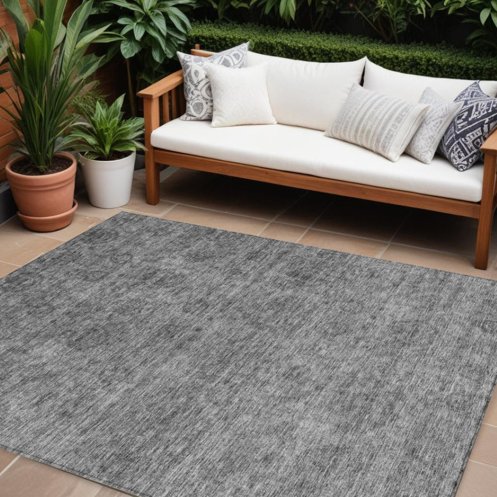 HomeRoots 5' Gray and Charcoal Floral Washable Area Rug for Indoor and Outdoor Use – Durable, Stylish, Versatile 8' X 10' 605726