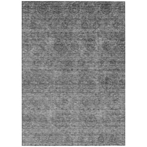 HomeRoots 5' Gray and Charcoal Floral Washable Area Rug for Indoor and Outdoor Use – Durable, Stylish, Versatile 8' X 10' 605726