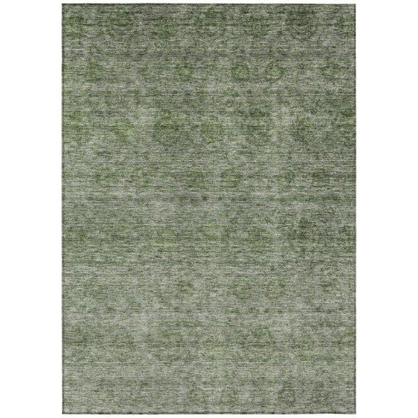 HomeRoots 5' Olive Green and Beige Floral Area Rug - Washable Indoor/Outdoor Design for Versatile Spaces 5' X 8' 605730