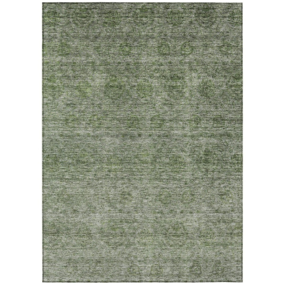 HomeRoots 9' Olive Green and Beige Floral Washable Area Rug - Indoor/Outdoor Durability for High-Traffic Spaces 605733