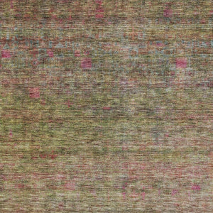 Homeroots 3' Artichoke Green And Hot Pink Floral Washable Area Rug - Perfect For Indoor And Outdoor Spaces 3' X 5' Polyester 605735