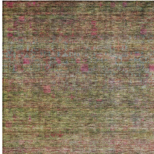 Homeroots 3' Artichoke Green And Hot Pink Floral Washable Area Rug - Perfect For Indoor And Outdoor Spaces 5' X 8' Polyester 605736