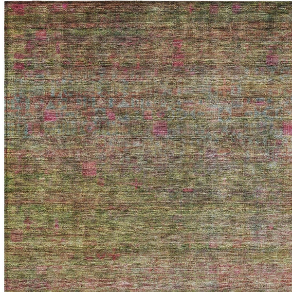 Homeroots 3' Artichoke Green And Hot Pink Floral Washable Area Rug - Perfect For Indoor And Outdoor Spaces 5' X 8' Polyester 605736