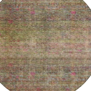 Homeroots 3' Artichoke Green And Hot Pink Floral Washable Area Rug - Perfect For Indoor And Outdoor Spaces 8' Round Polyester 605737